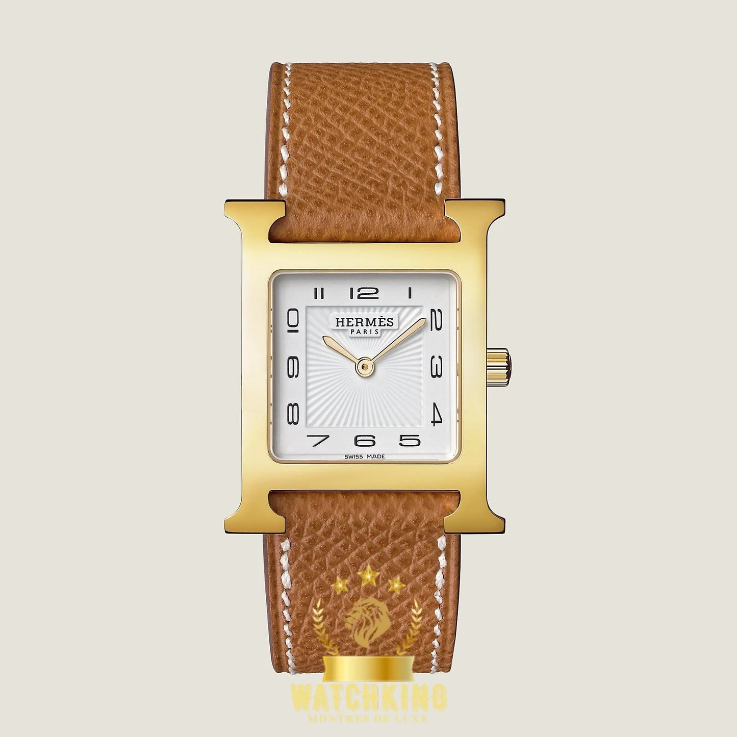 Hermès Heure H Doré Marron