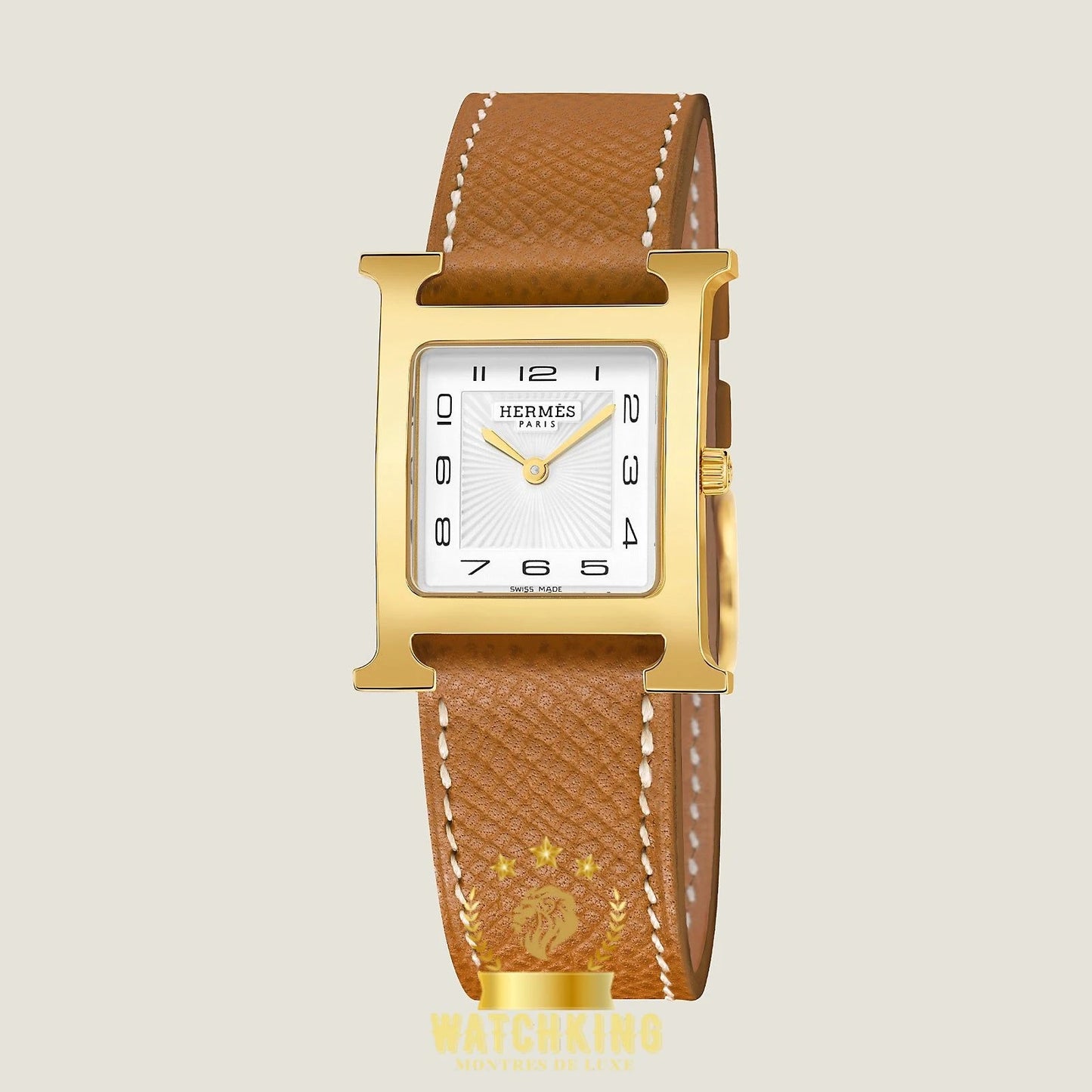 Hermès Heure H Doré Marron