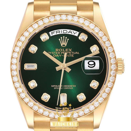 Rolex Day-date Lisse Vert Ombré Pierres 36mm