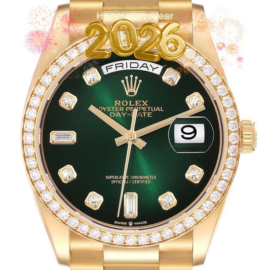 Rolex Day-date Lisse Vert Ombré Pierres 36mm