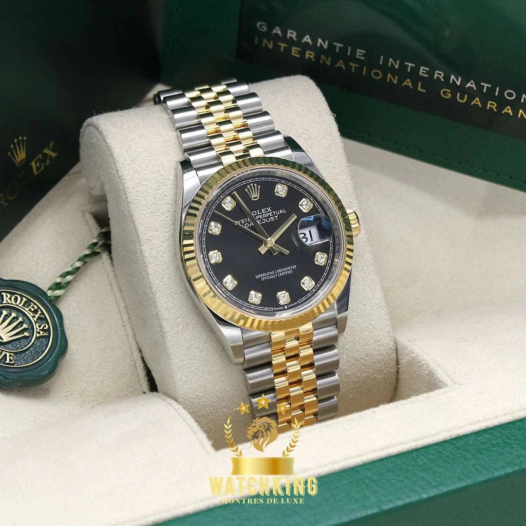 Rolex Datejust 36mm Noir Pierres