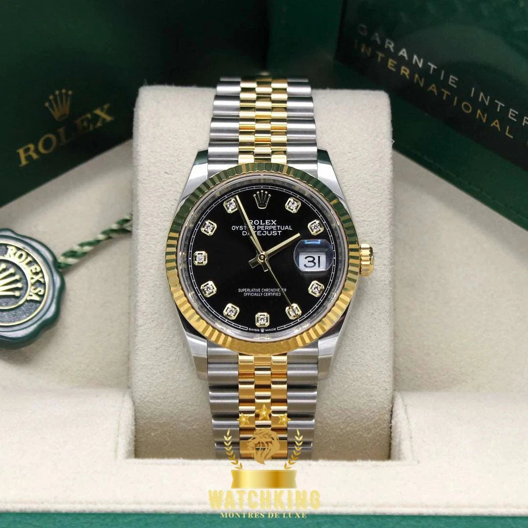 Rolex Datejust 36mm Noir Pierres