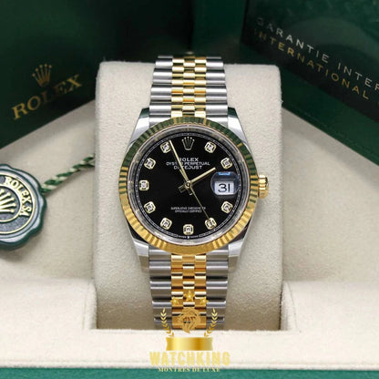 Rolex Datejust 36mm Noir Pierres