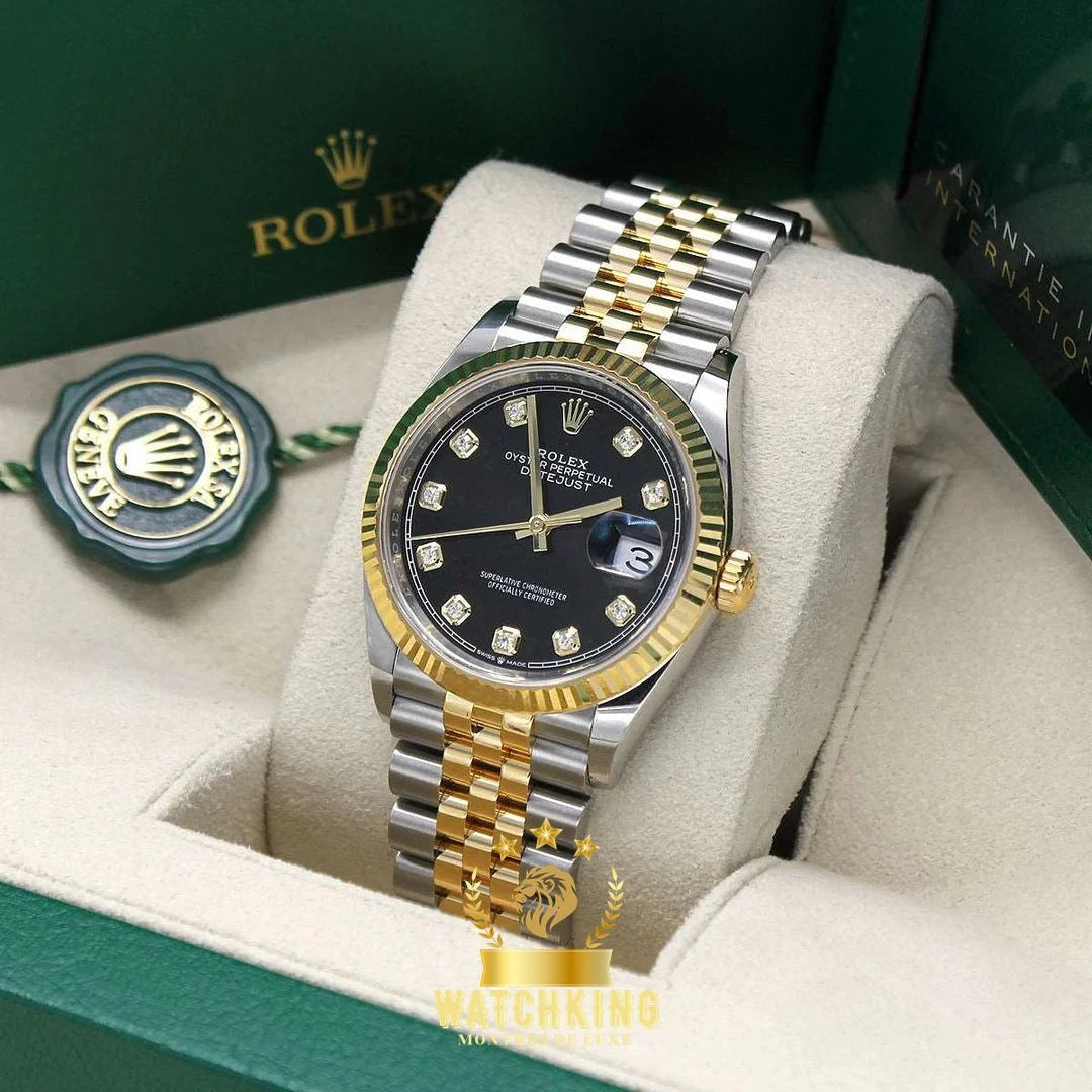 Rolex Datejust 36mm Noir Pierres