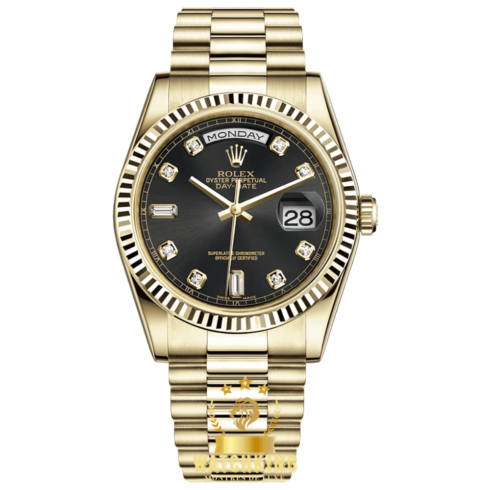 Rolex Day-date Doré Noir Pierres 36mm