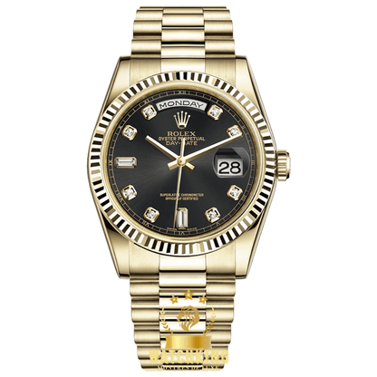 Rolex Day-date Doré Noir Pierres 36mm