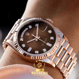 Rolex Day-date Or Rose Marron Pierres 36mm