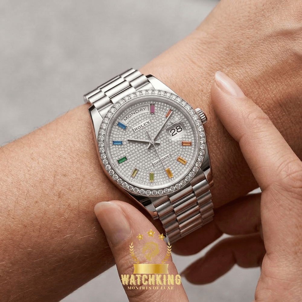 Rolex Day-date Argenté Pierres 36mm
