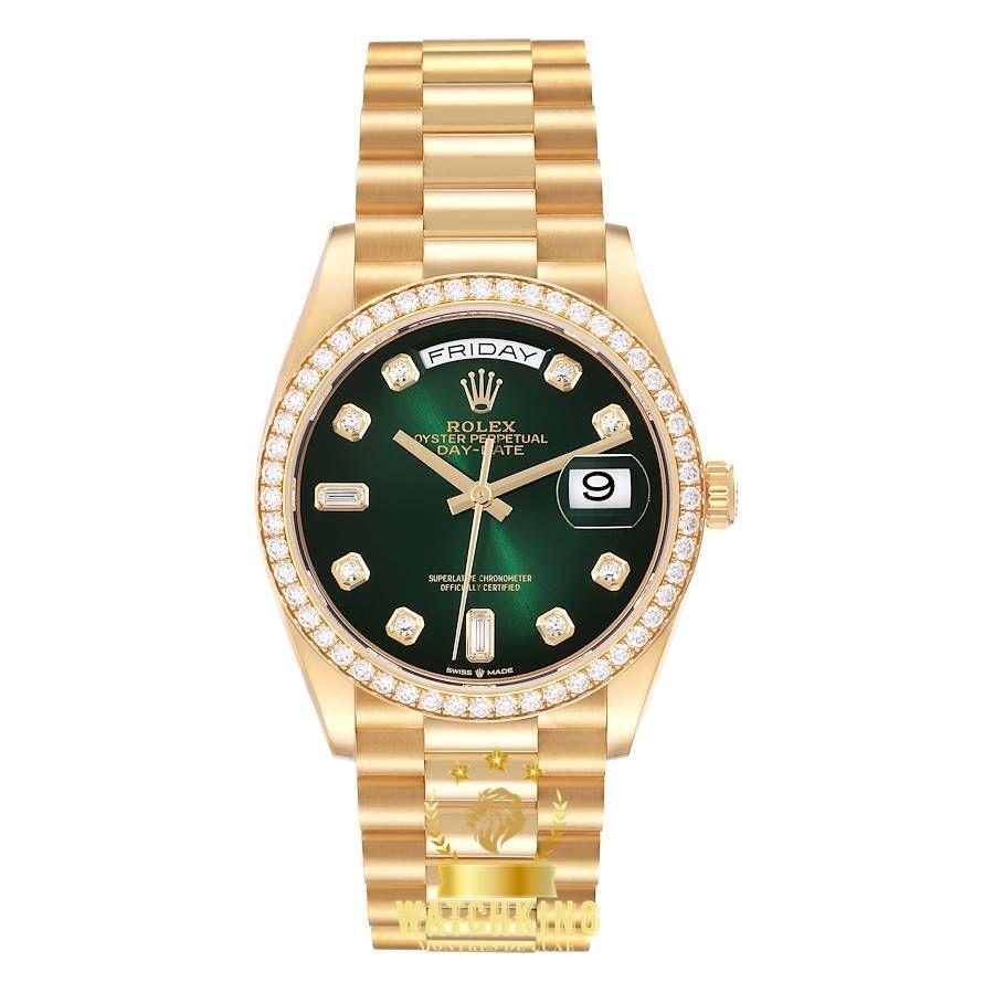 Rolex Day-date Lisse Vert Ombré Pierres 36mm