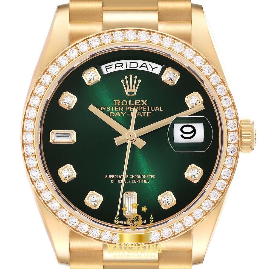 Rolex Day-date Lisse Vert Ombré Pierres 36mm