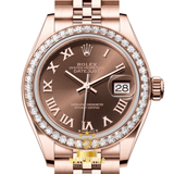 Rolex Lady-Datejust Marron Sertie 28mm