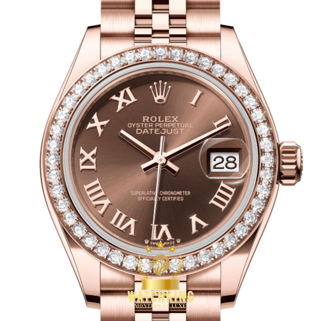 Rolex Lady-Datejust Marron Sertie 28mm
