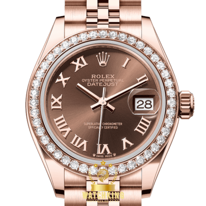 Rolex Lady-Datejust Marron Sertie 28mm