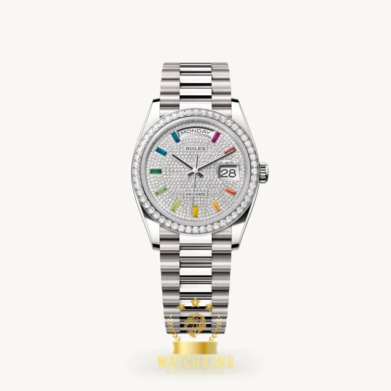 Rolex Day-date Argenté Pierres 36mm