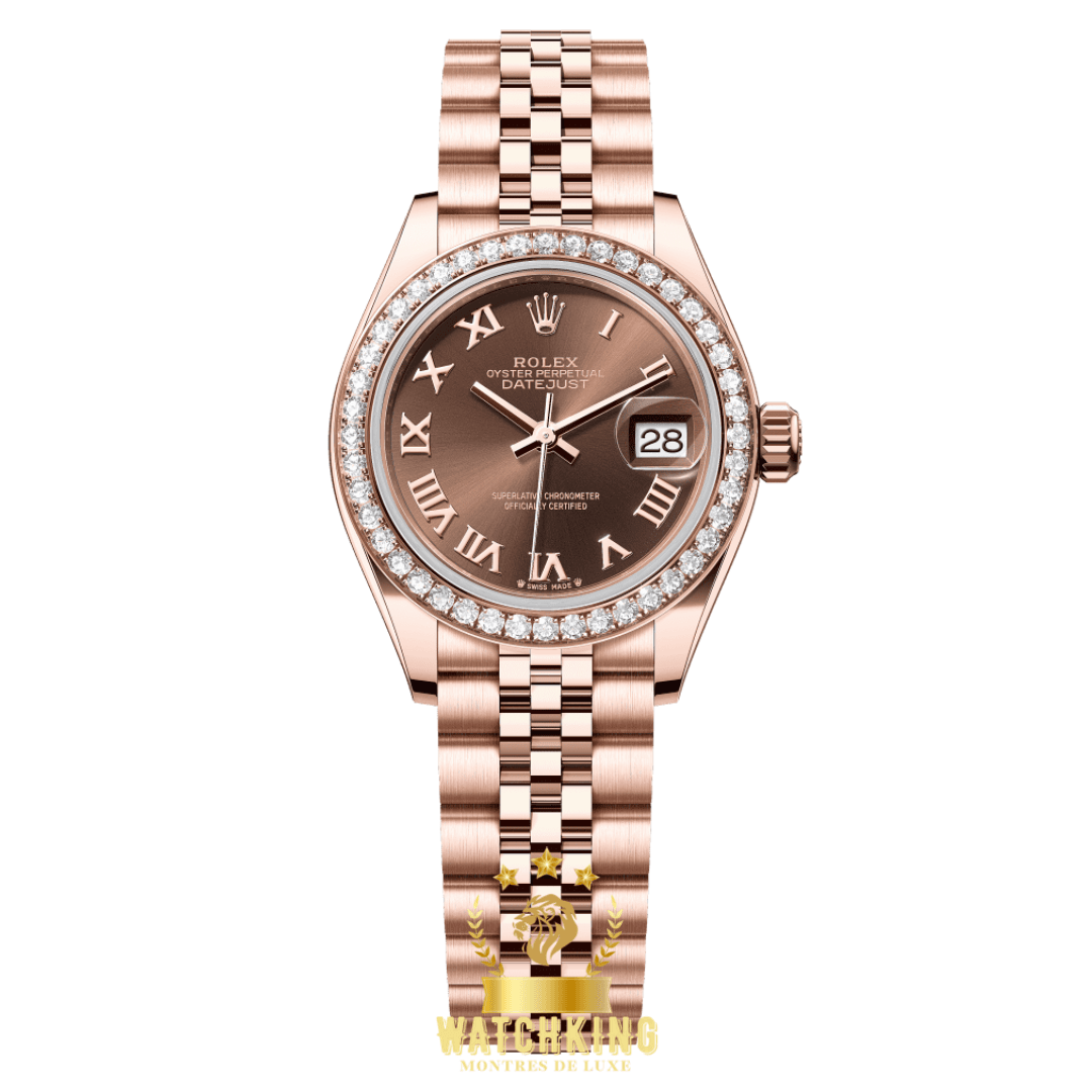 Rolex Lady-Datejust Marron Sertie 28mm