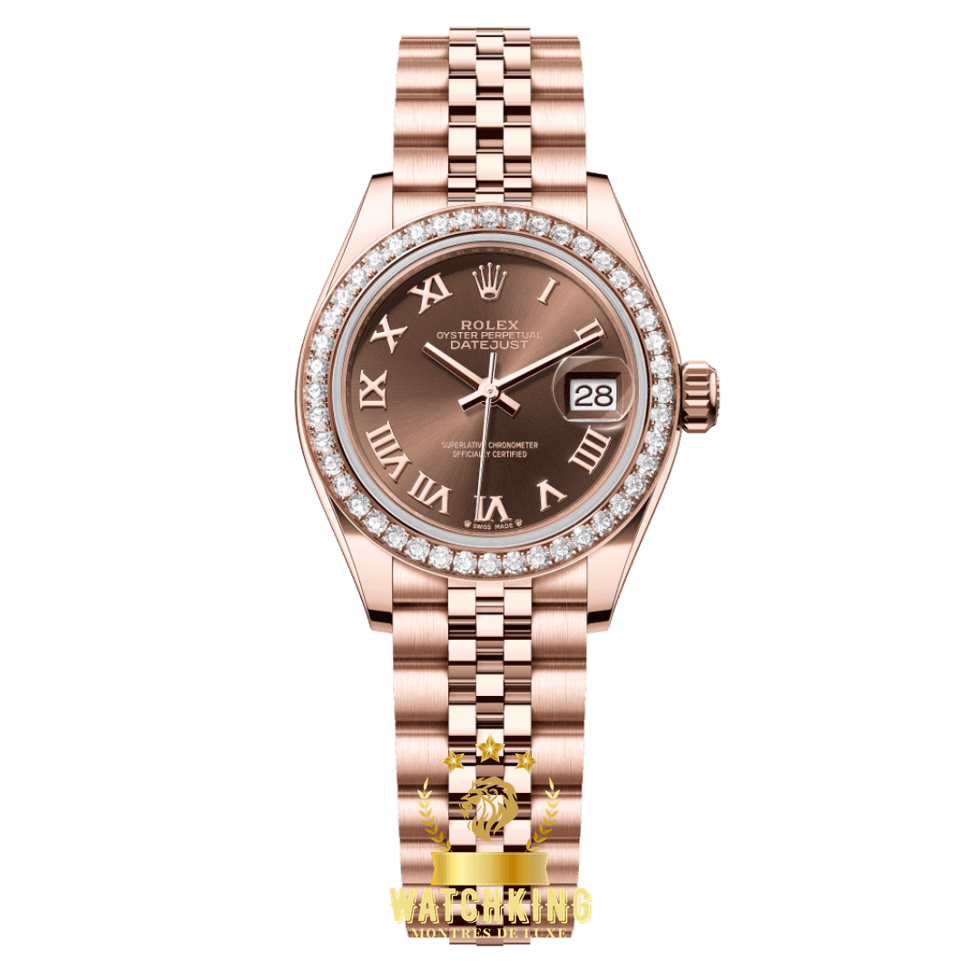 Rolex Lady-Datejust Marron Sertie 28mm