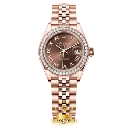 Rolex Lady-Datejust Marron Sertie 28mm