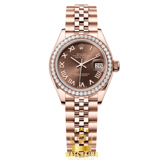 Rolex Lady-Datejust Marron Sertie 28mm