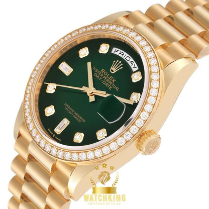 Rolex Day-date Lisse Vert Ombré Pierres 36mm