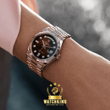 Rolex Day-date Or Rose Marron Pierres 36mm