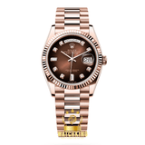 Rolex Day-date Or Rose Marron Pierres 36mm